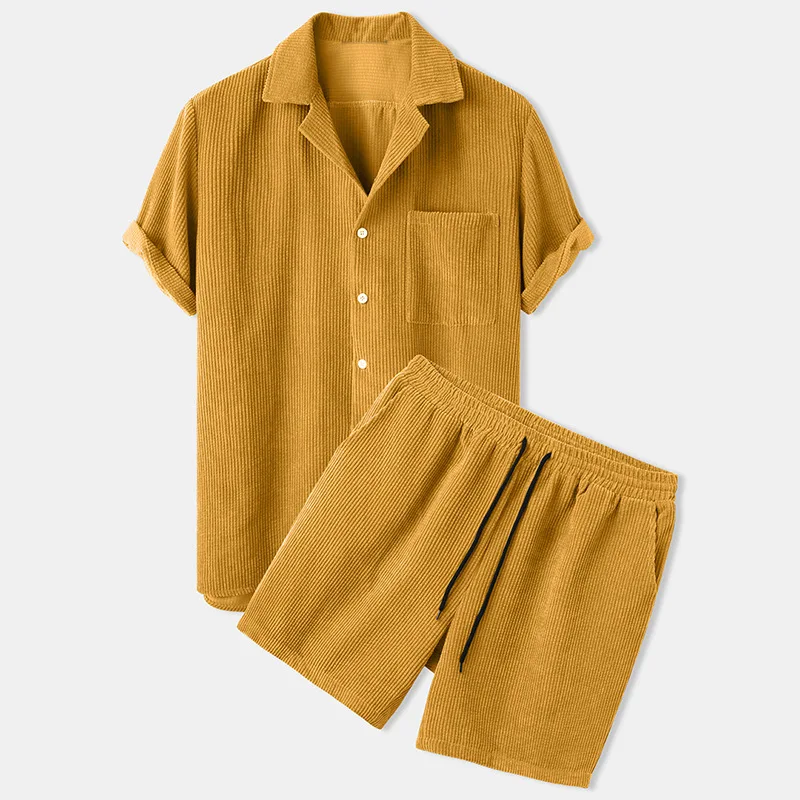 2 Piece Short Sleeve Corduroy Set Men - Image 2