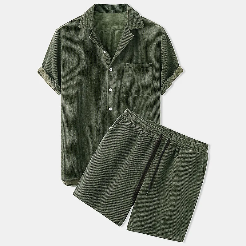 2 Piece Short Sleeve Corduroy Set Men - Image 4