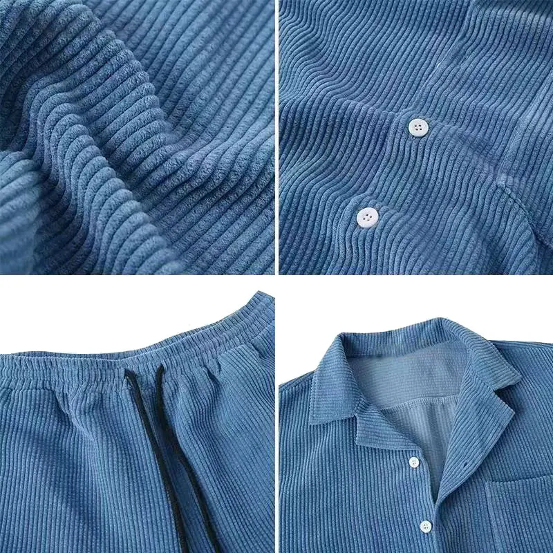 2 Piece Short Sleeve Corduroy Set Men - Image 5