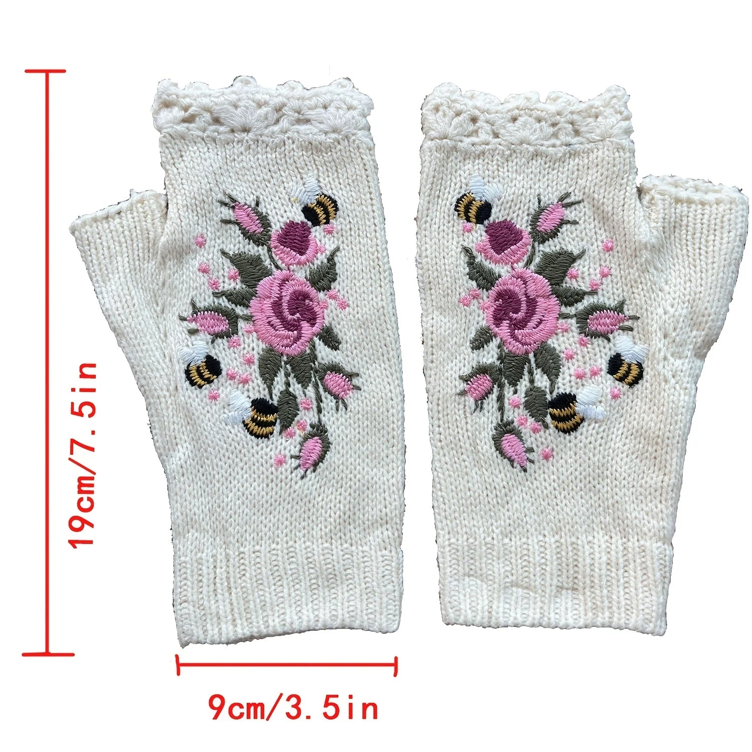 3Leaves Floral Fingerless Gloves - Image 5