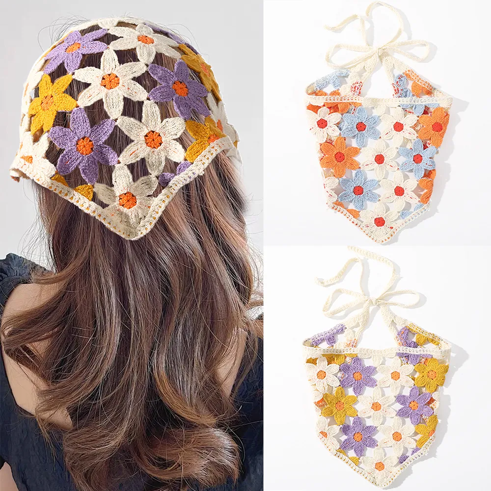 3Leaves Floral Knitted Head Scarf - Image 2