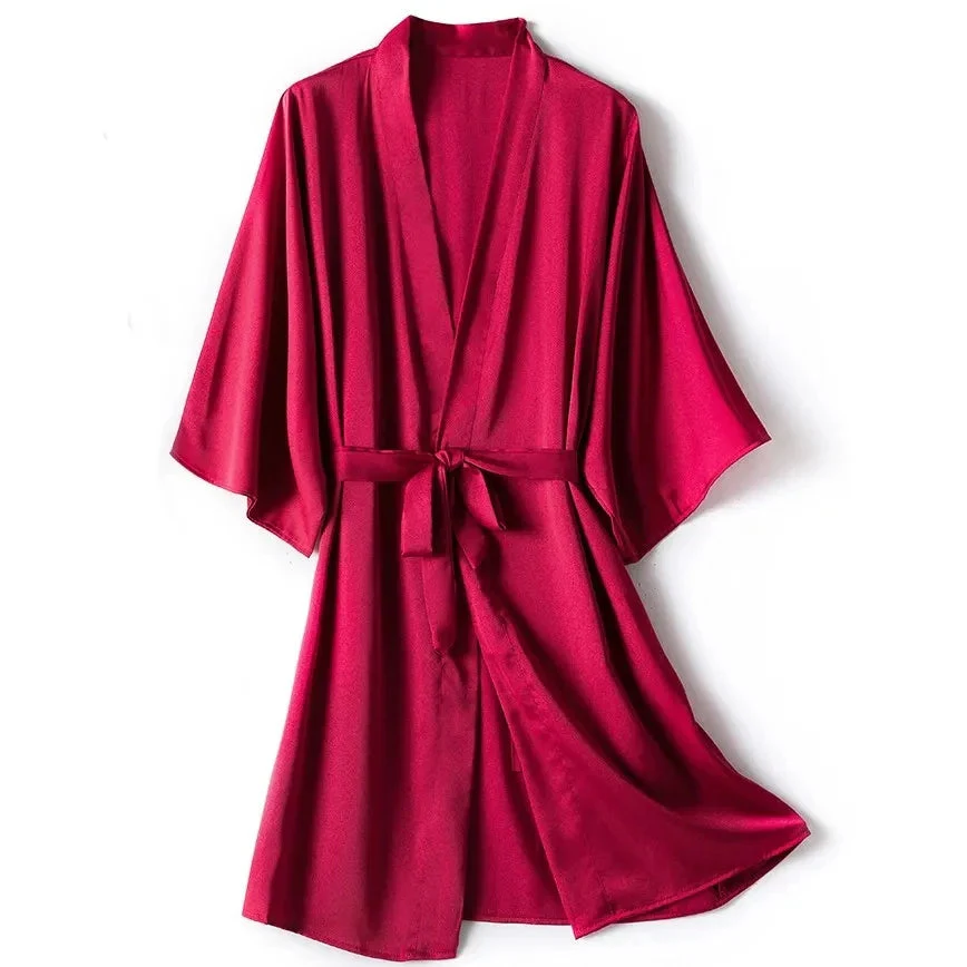 3Leaves Satin Kimono Robe - Image 3