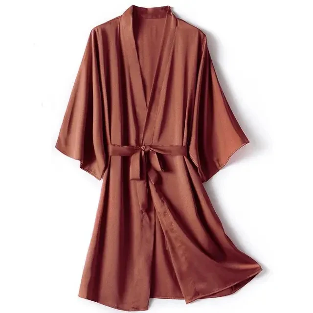 3Leaves Satin Kimono Robe - Image 4