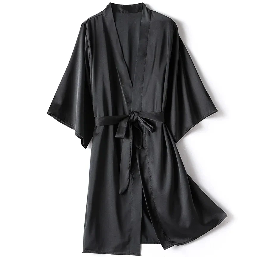 3Leaves Satin Kimono Robe - Image 5