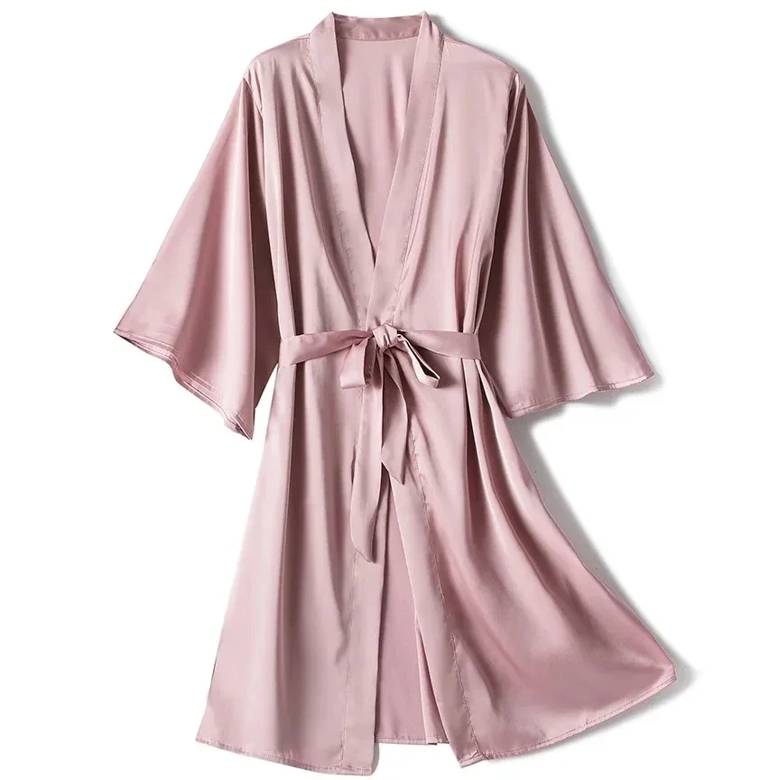 3Leaves Satin Kimono Robe - Image 6