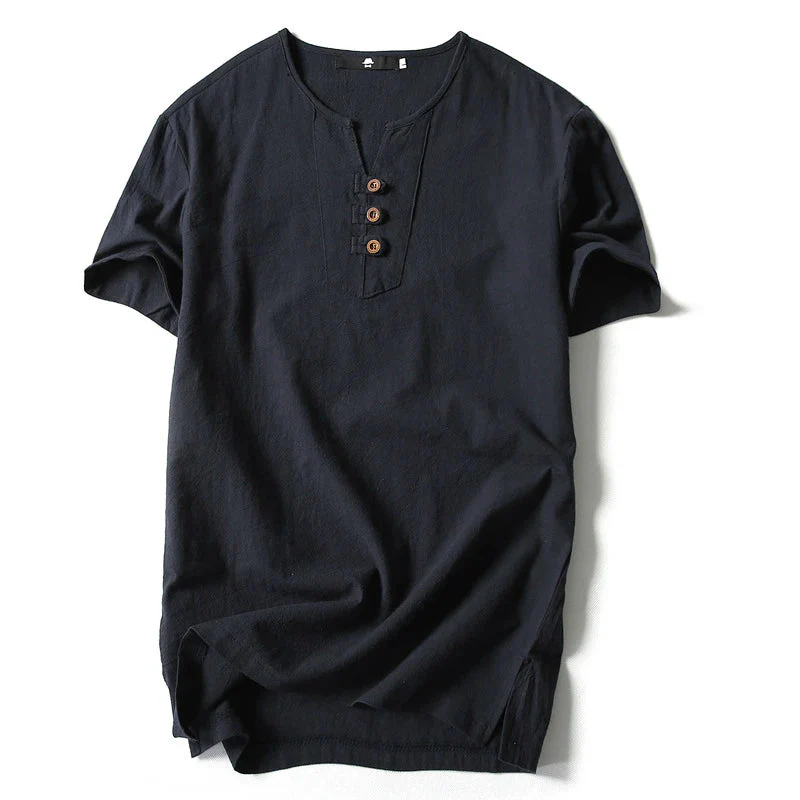 3Leaves V-Neck Henley Shirt Men - Image 11