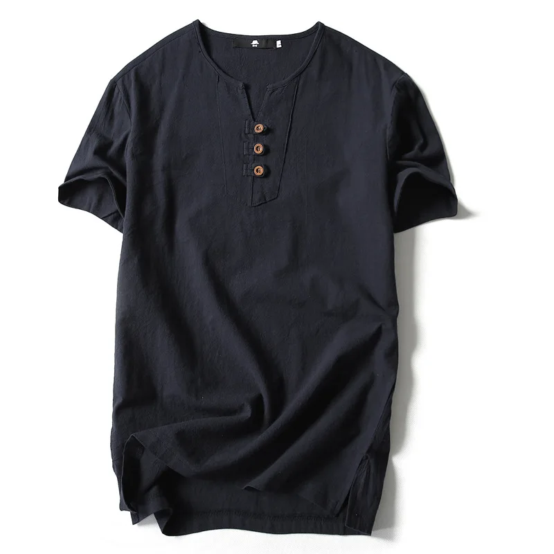 3Leaves V-Neck Henley Shirt Men - Image 3