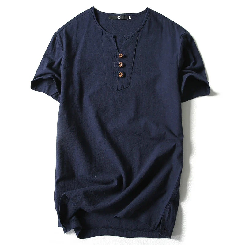 3Leaves V-Neck Henley Shirt Men - Image 4