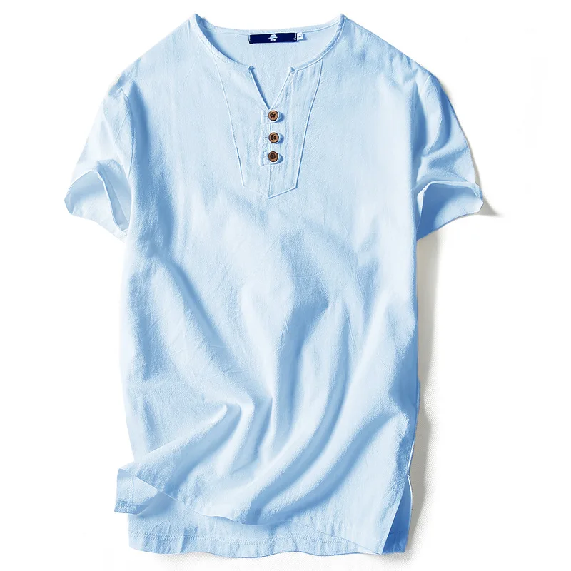 3Leaves V-Neck Henley Shirt Men - Image 5