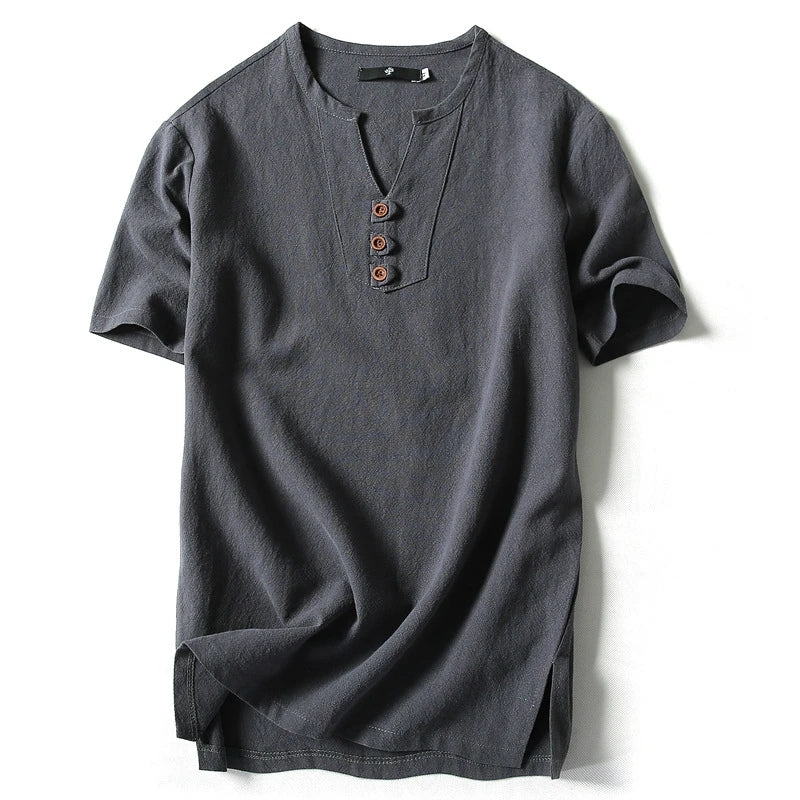 3Leaves V-Neck Henley Shirt Men - Image 7