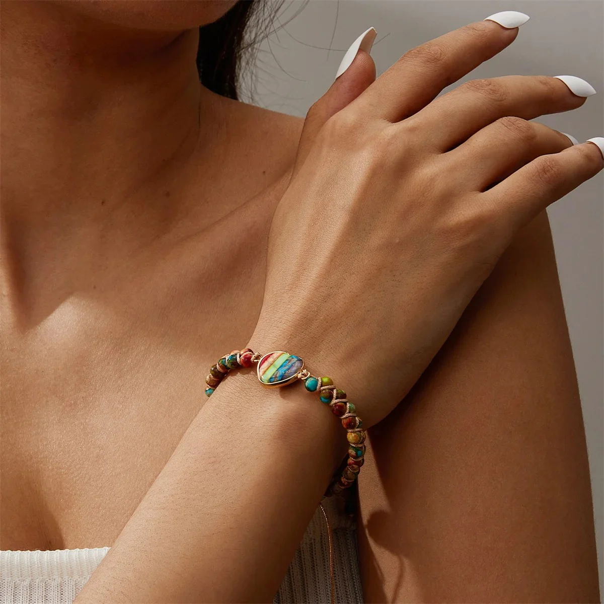 7 Chakra Stone Heart Bracelet - Image 2