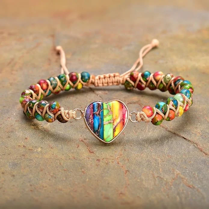 7 Chakra Stone Heart Bracelet - Image 3