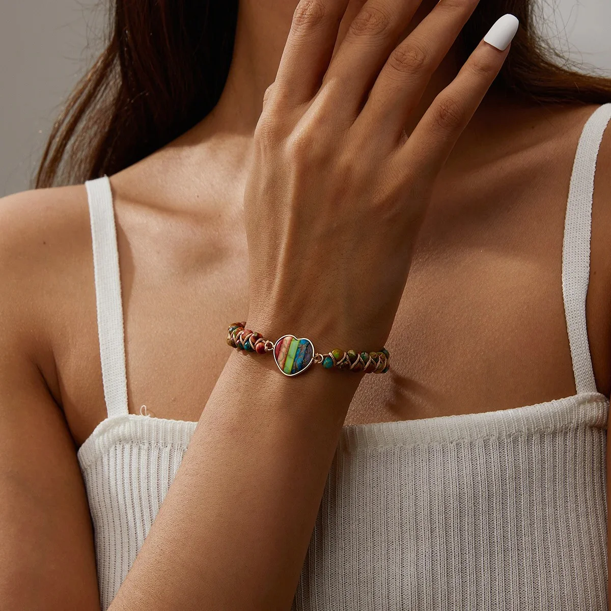 7 Chakra Stone Heart Bracelet - Image 4
