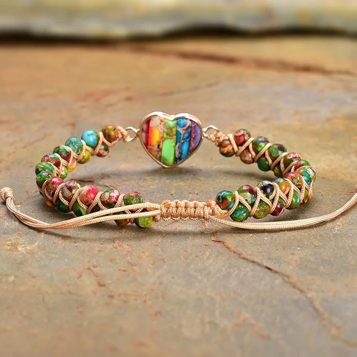 7 Chakra Stone Heart Bracelet - Image 5