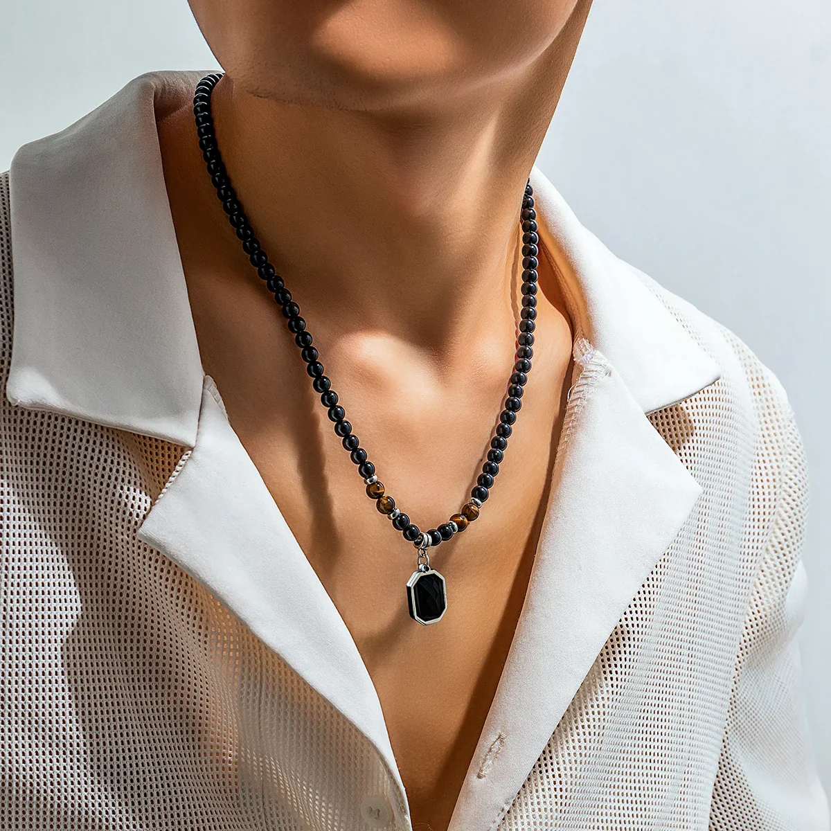 Black Onyx Beaded Necklace - Image 4