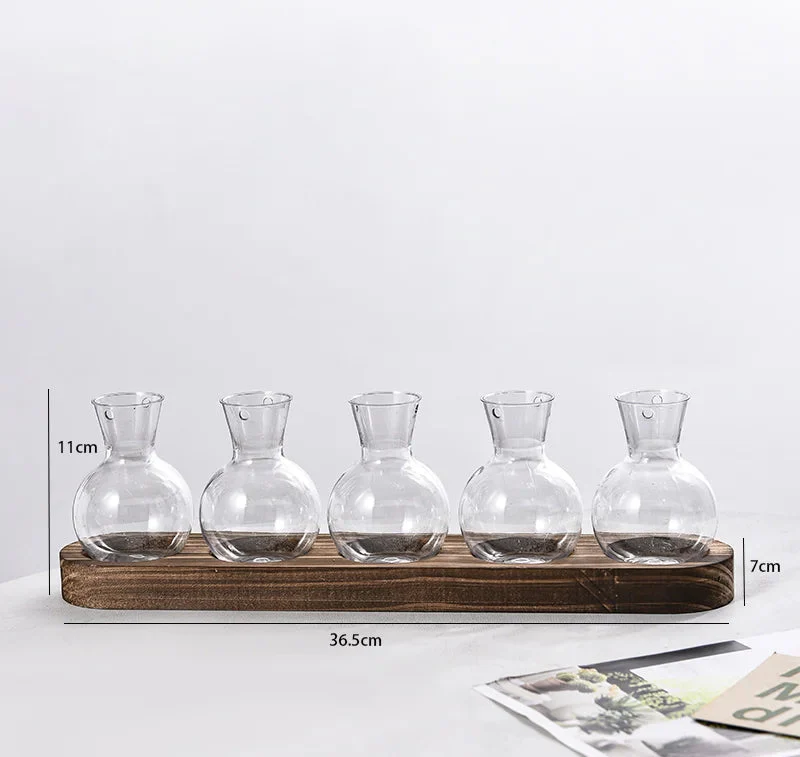 Bloomcraft Glass Vase Set with Wood Base - Image 5