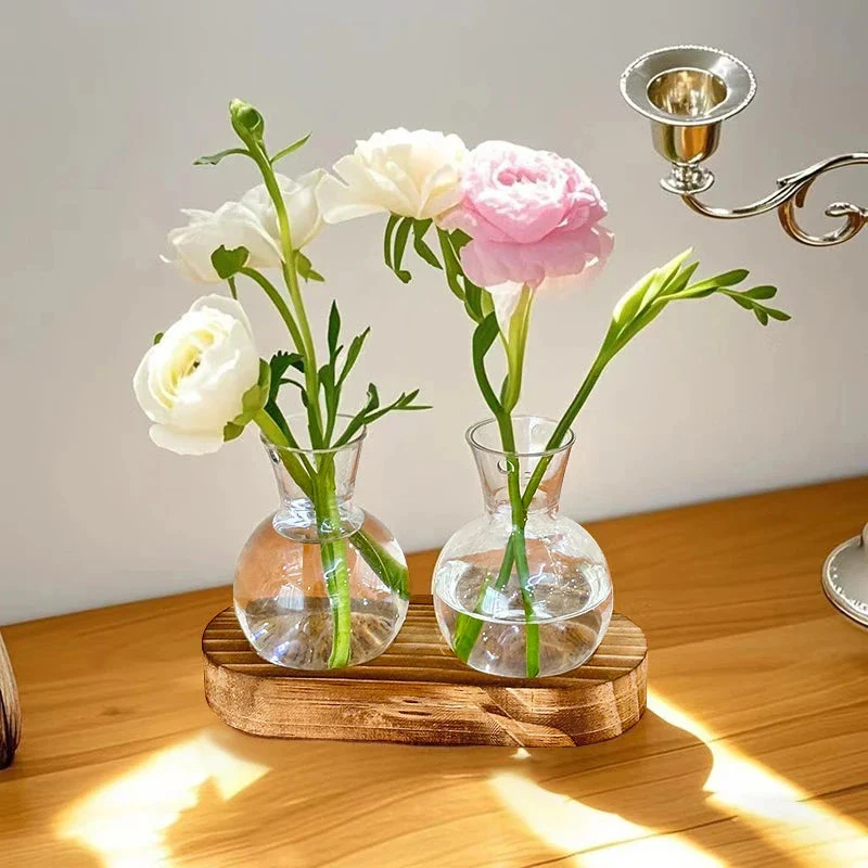 Bloomcraft Glass Vase Set with Wood Base - Image 8