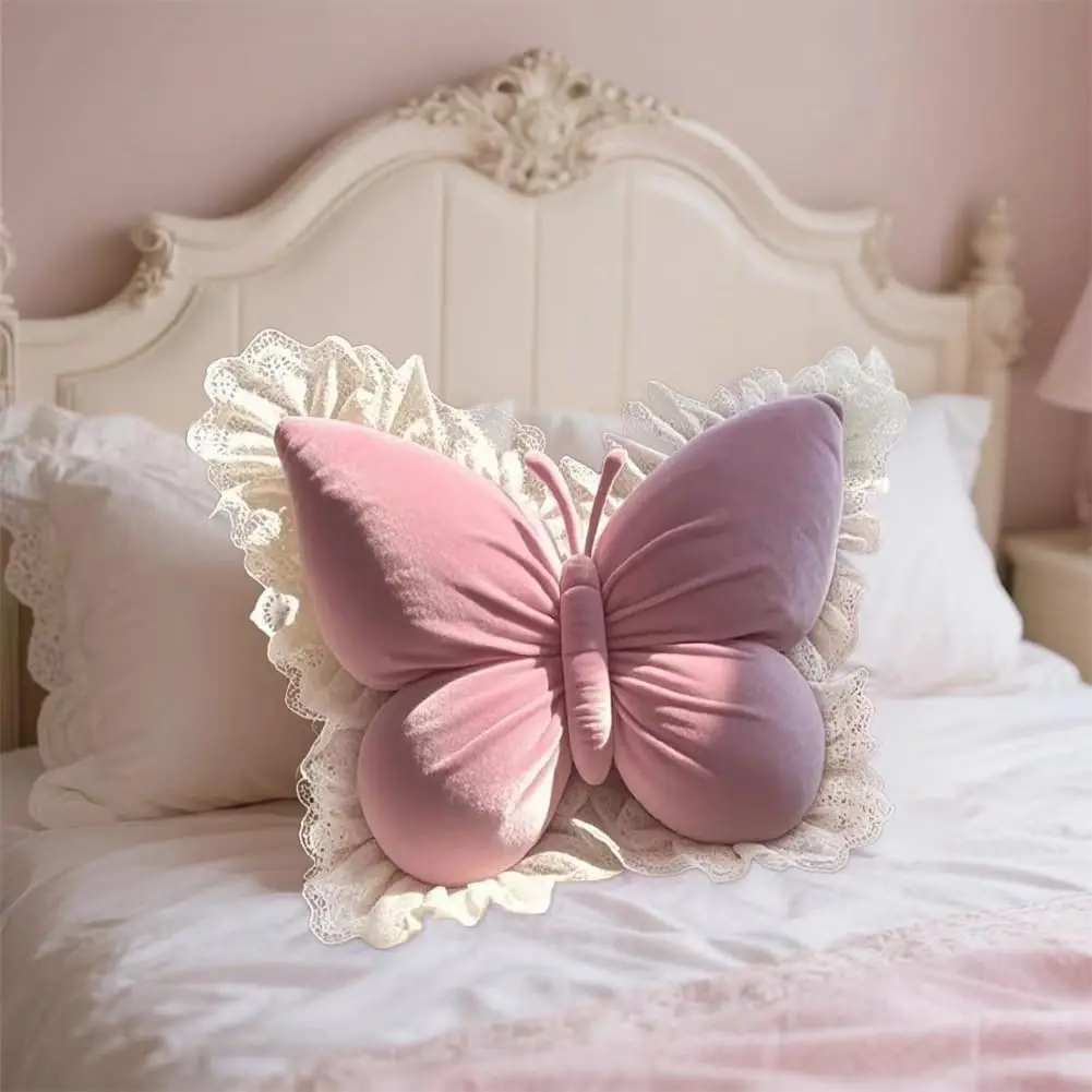 Blush Flutter Velvet Pillow