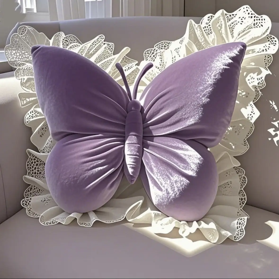 Blush Flutter Velvet Pillow - Image 3