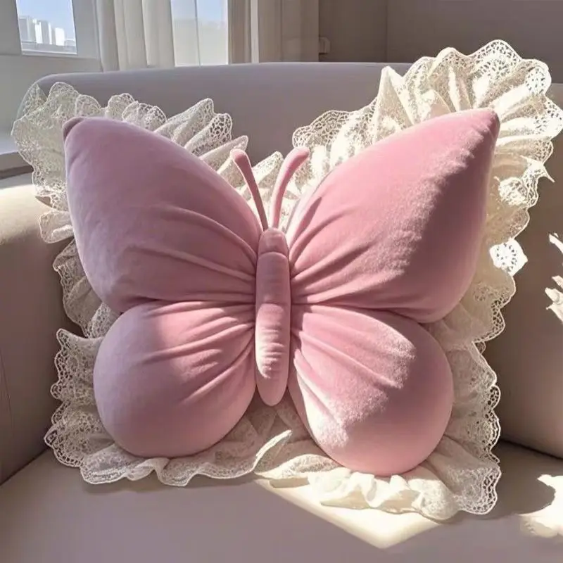 Blush Flutter Velvet Pillow - Image 4