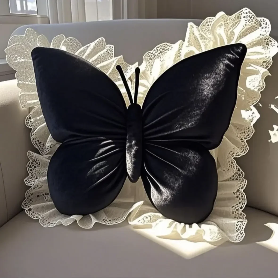 Blush Flutter Velvet Pillow - Image 5