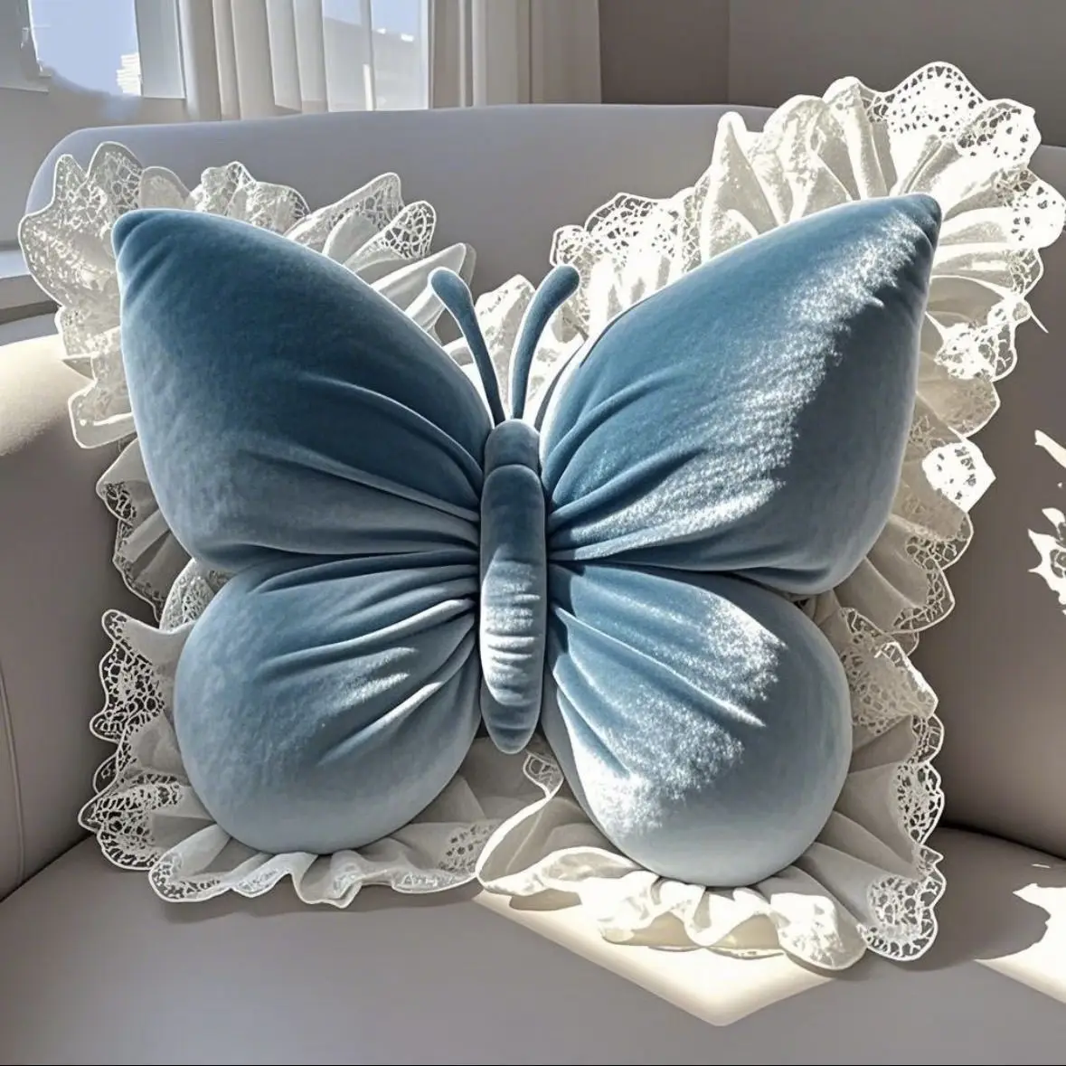 Blush Flutter Velvet Pillow - Image 6