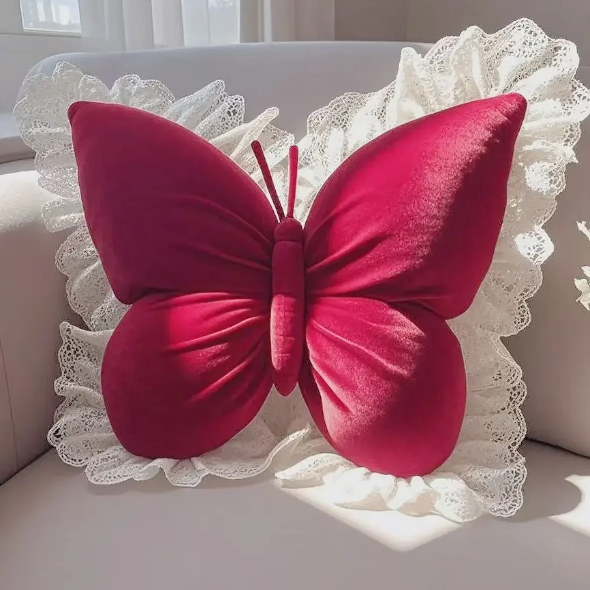 Blush Flutter Velvet Pillow - Image 7