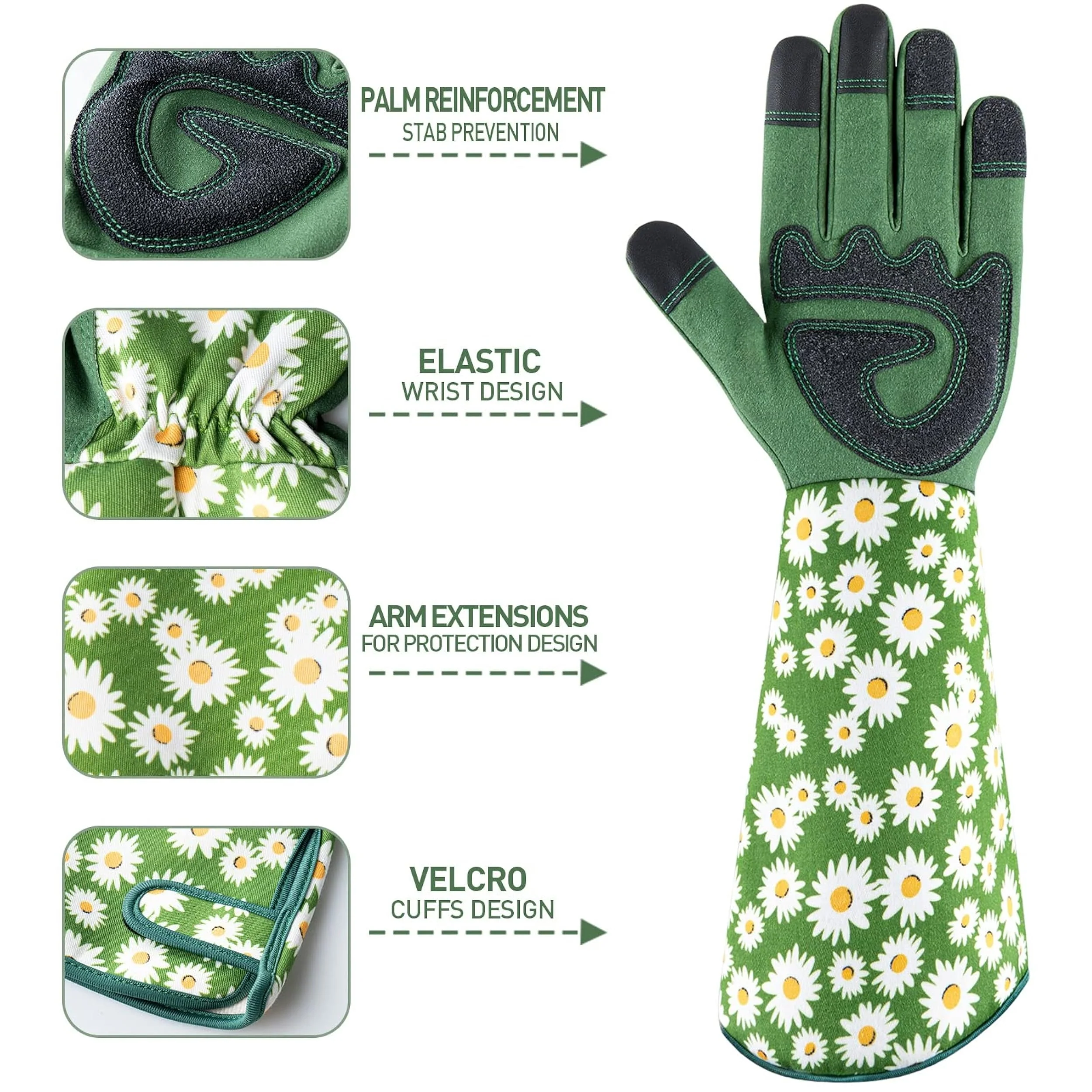 Floral Gauntlet Gardening Gloves - Image 4