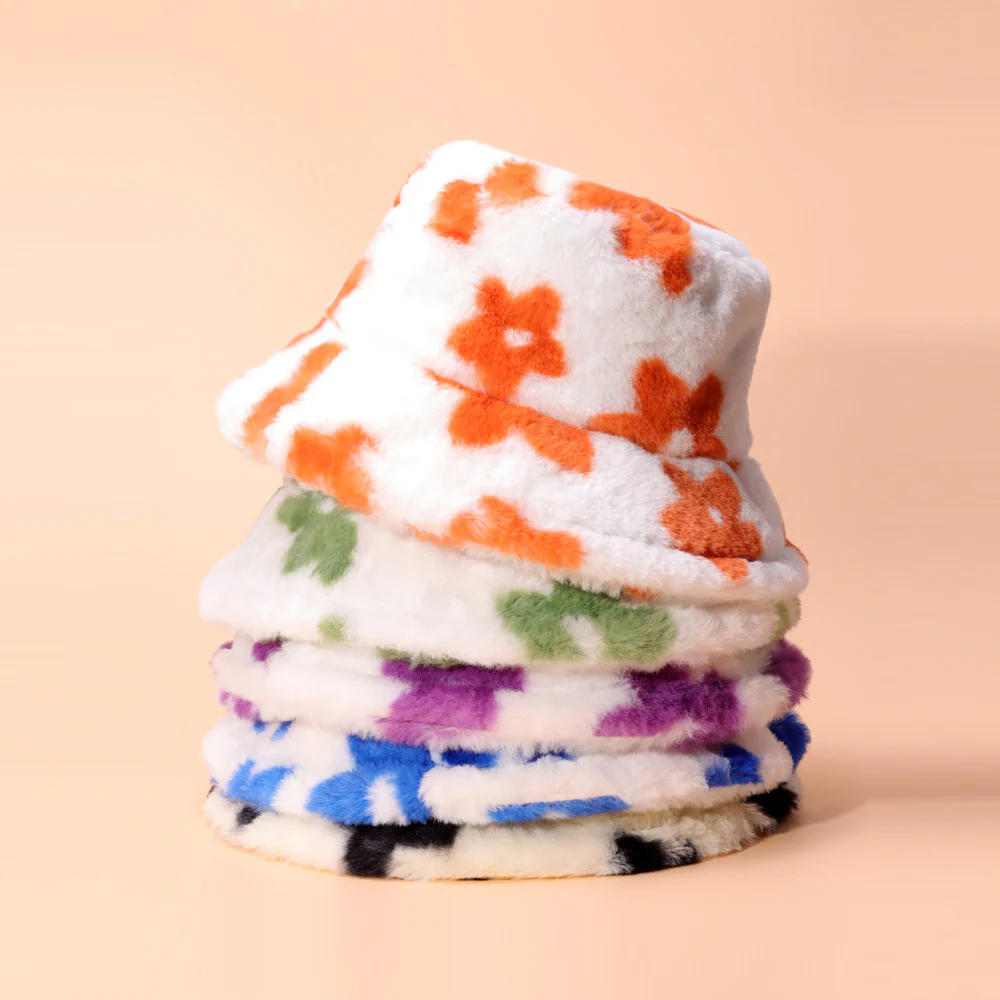 Floral Plush Bucket Hat