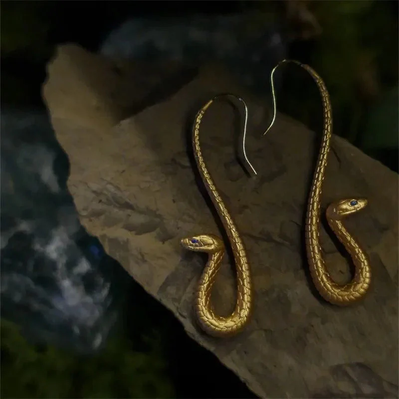 Golden Snake Earrings - Image 3