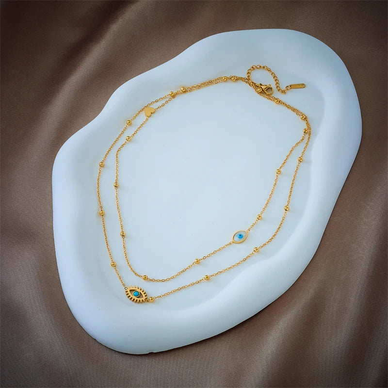 Halo Essence Evil Eye Layered Necklace - Image 3