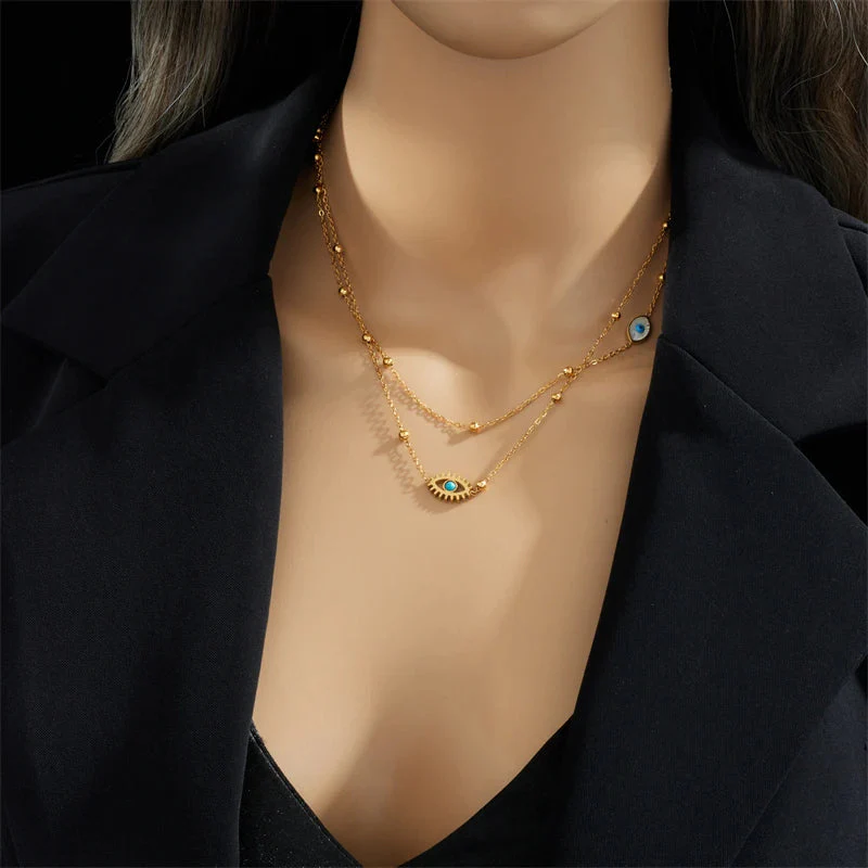 Halo Essence Evil Eye Layered Necklace - Image 4