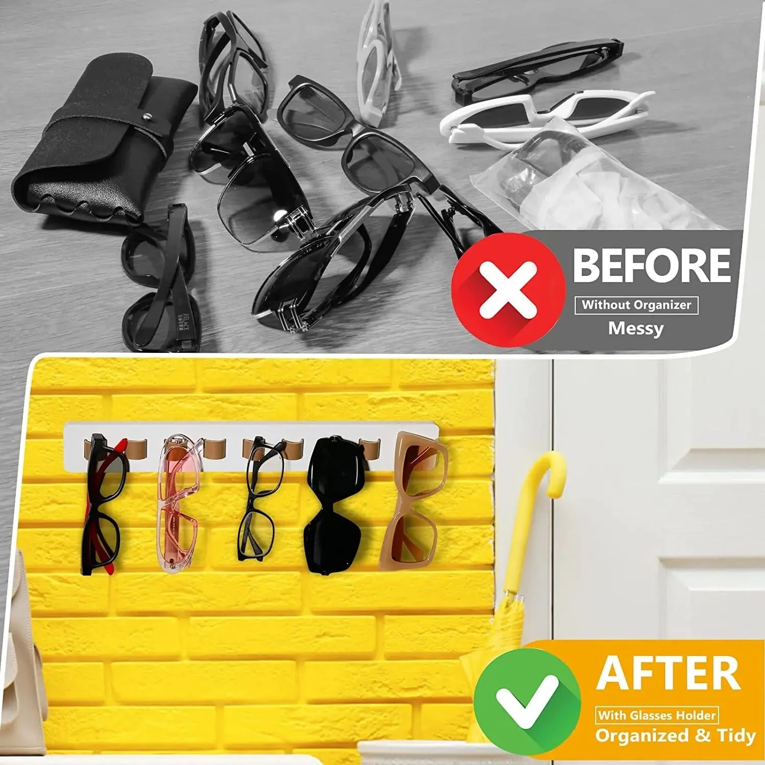 Hearthside Wooden Glasses Wall Display Rack - Image 4