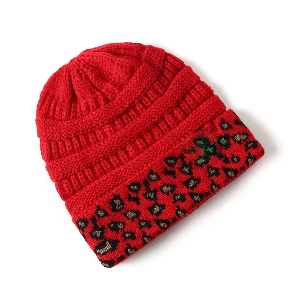Leopard Cuff Knit Beanie - Image 7