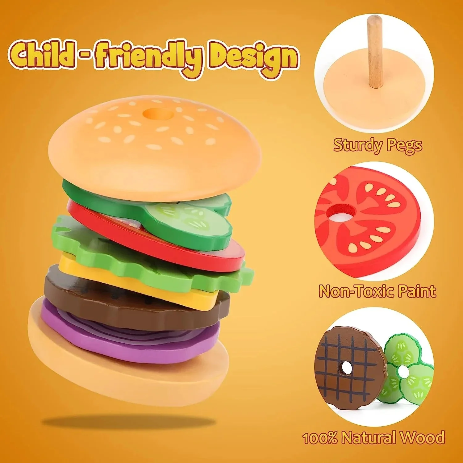Little Chef's Hamburger Stack Toy Set - Image 5