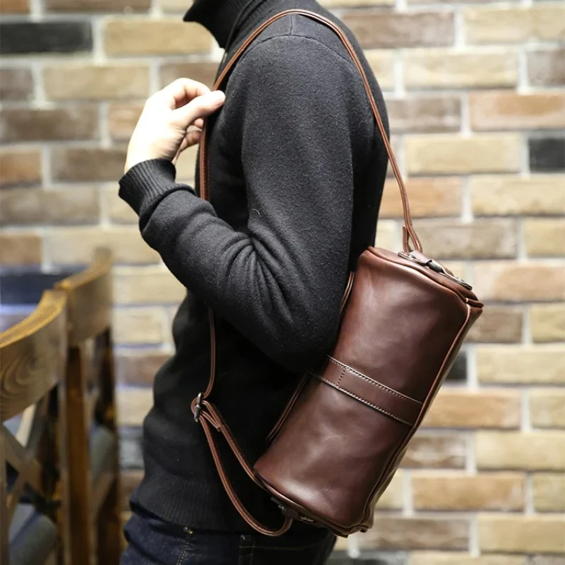 Men's Vintage Barrel Shoulder Bag - Image 11