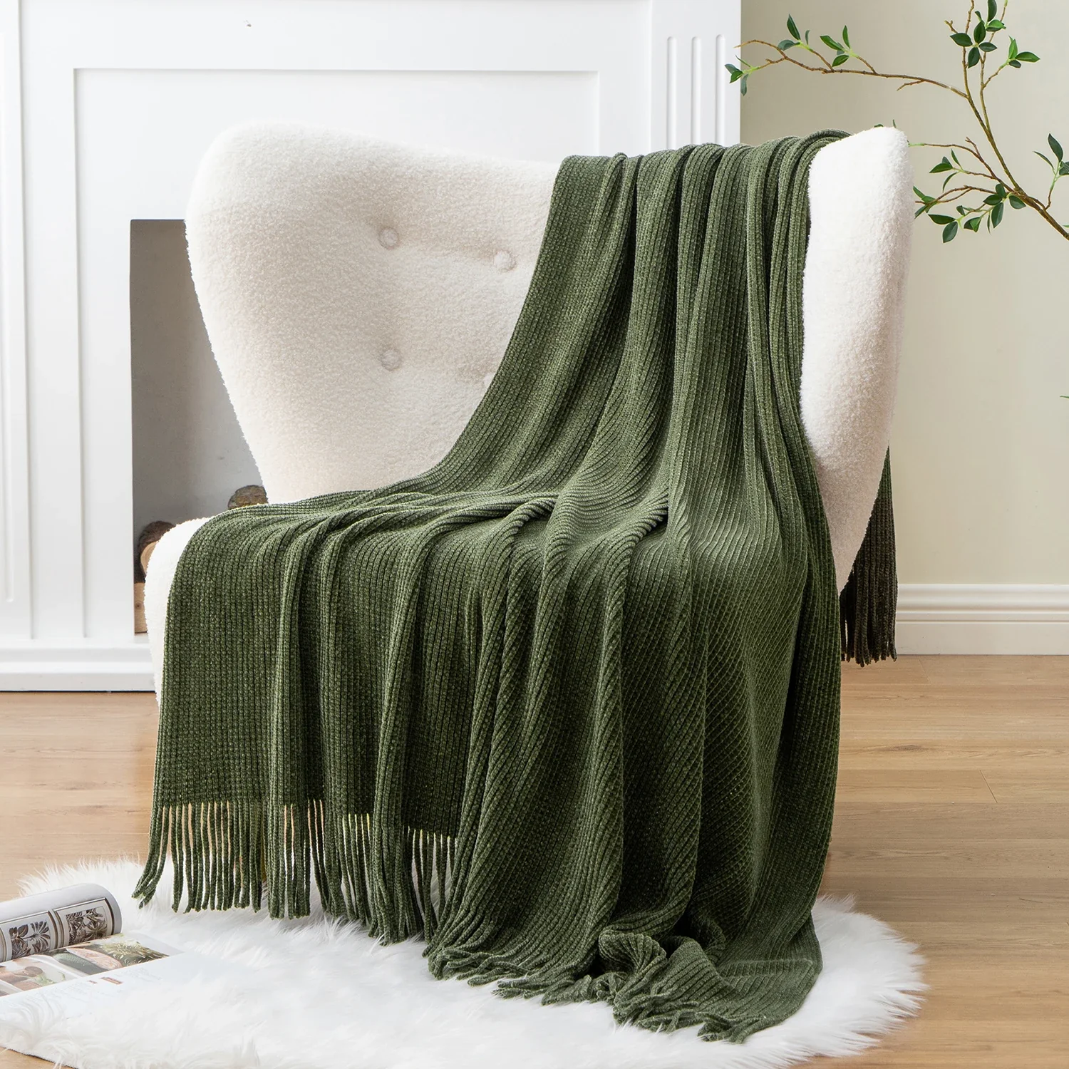 Moss Stitch Chenille Throw - Image 8