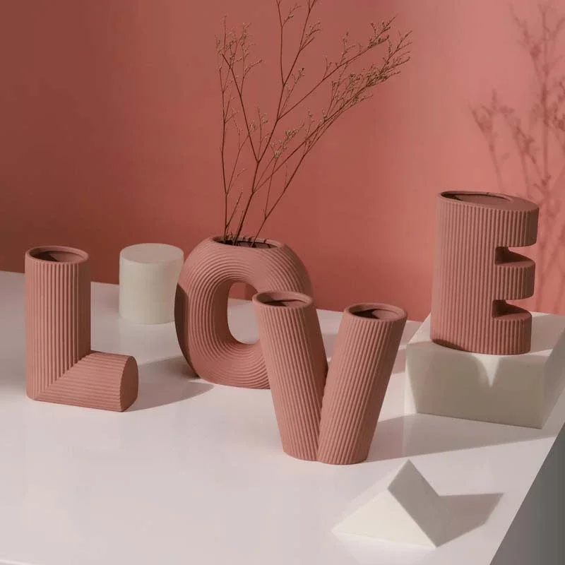 Nordic Ceramic Love Letters Vase Set (4 pcs) - Image 3
