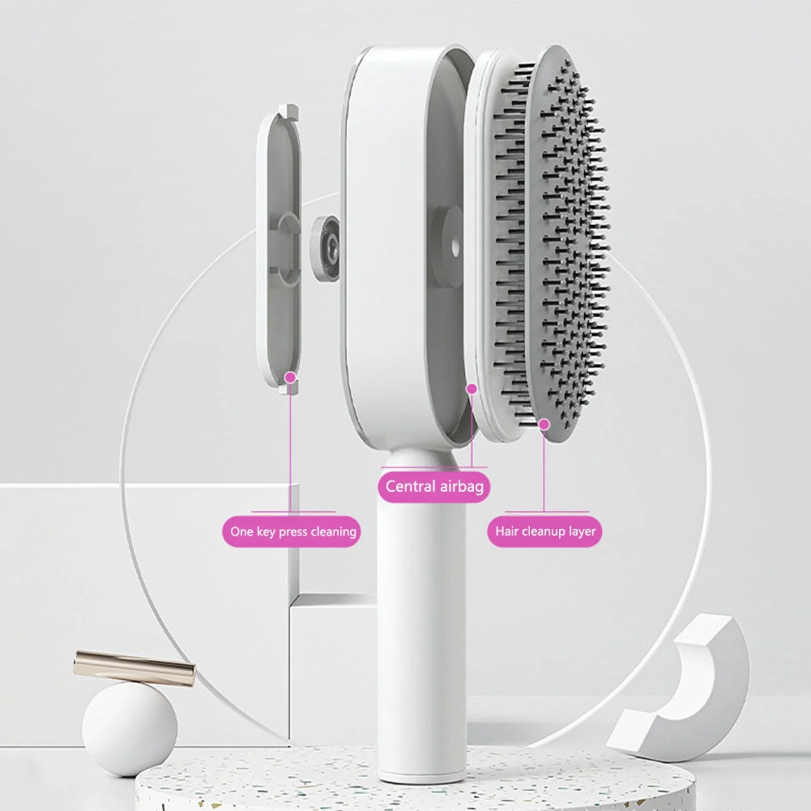 HairGenius Self Cleaning Hair Brush - Image 4