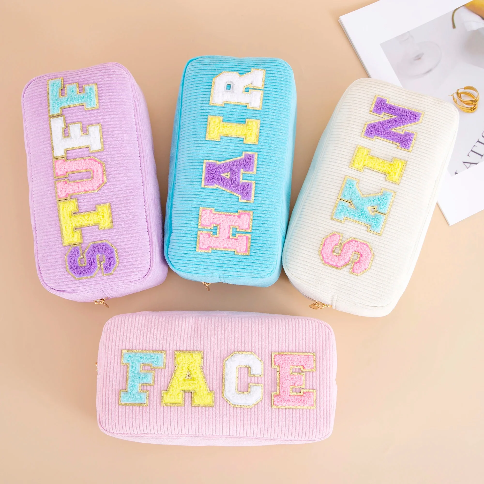 Varsity Pastel Cosmetic Bag - Image 10